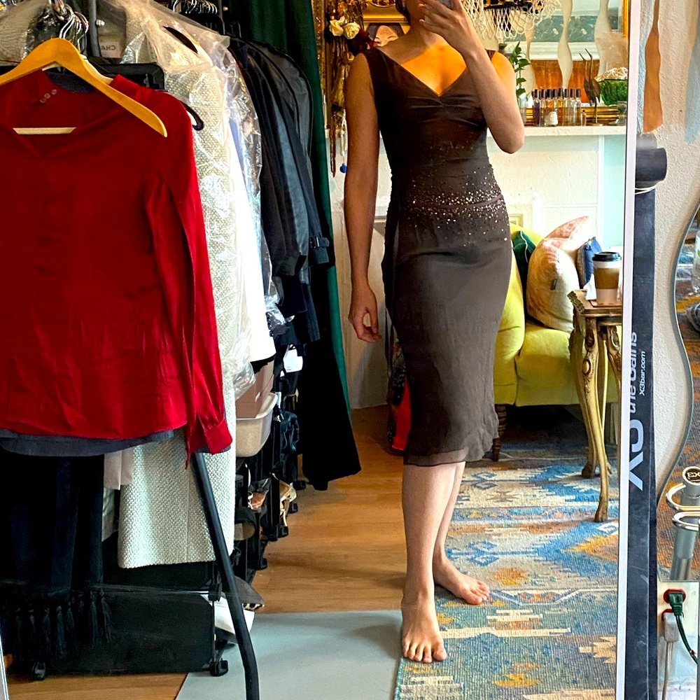 Vera Wang Silk Cocktail Dress with Sequins